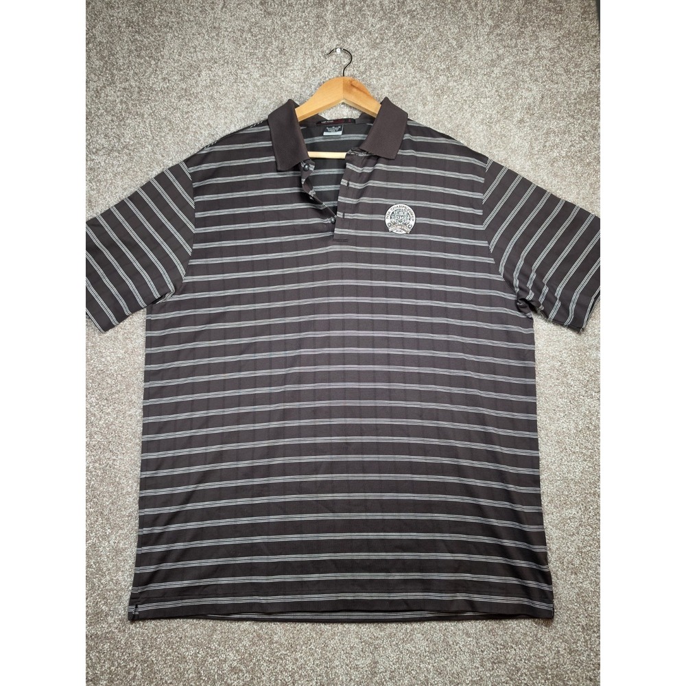 Nike Tiger Woods Collection Dri-FIT Polo Shirt XL Brown Striped PGA Championship